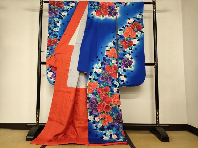 平和屋本店●お引きずり・お引き摺り・引き振袖　和装　結婚式　舞妓　芸妓　芸者　衣装　舞花文　暈し染め　金銀彩　逸品　AABK8303fw