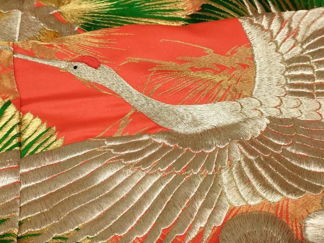 平和屋本店●色打掛　和装　婚礼　結婚式　花嫁　神社挙式　総刺繍　飛鶴梅松文　金銀糸　逸品　AABK8304fw