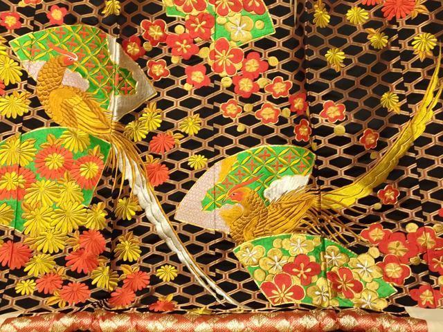 平和屋本店●色打掛 和装 婚礼 結婚式 花嫁 神社挙式 駒刺繍 地紙草花雉文 黒地 金銀糸 逸品 AABK8305fw