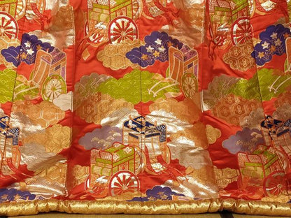 平和屋本店●色打掛 和装 婚礼 結婚式 花嫁 神社挙式 唐織 雲取り御所車草花文 金銀糸 逸品 AABK8308fw