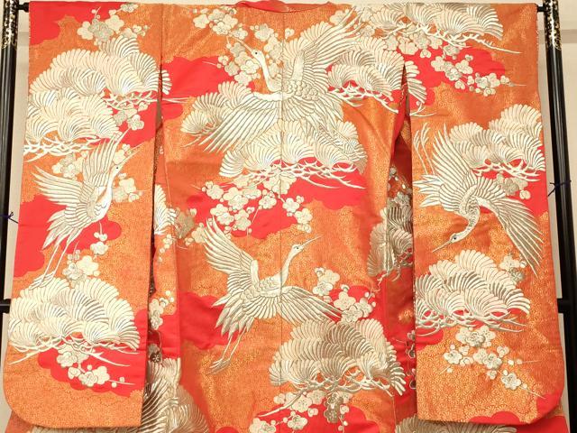 平和屋本店●色打掛　和装　婚礼　結婚式　花嫁　神社挙式　総刺繍　飛鶴梅松文　金銀糸　逸品　AABK8309fw