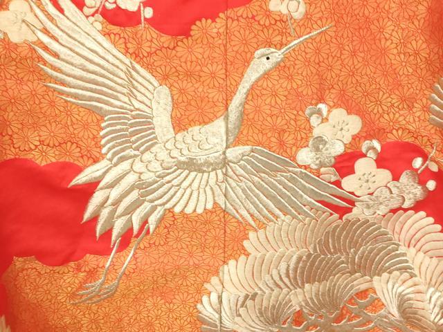 平和屋本店●色打掛　和装　婚礼　結婚式　花嫁　神社挙式　総刺繍　飛鶴梅松文　金銀糸　逸品　AABK8309fw