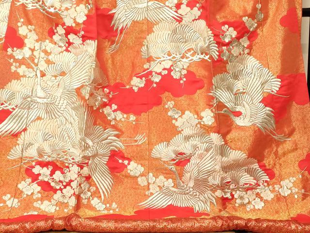 平和屋本店●色打掛　和装　婚礼　結婚式　花嫁　神社挙式　総刺繍　飛鶴梅松文　金銀糸　逸品　AABK8309fw