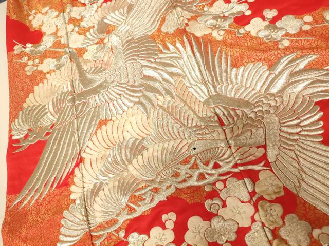平和屋本店●色打掛　和装　婚礼　結婚式　花嫁　神社挙式　総刺繍　飛鶴梅松文　金銀糸　逸品　AABK8309fw
