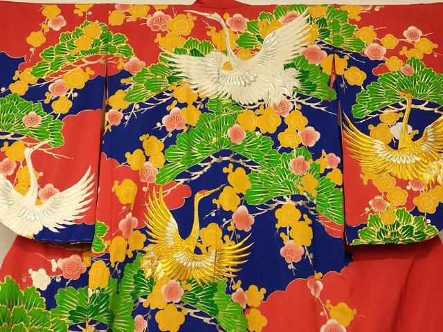 平和屋本店●色打掛 和装 婚礼 結婚式 花嫁 神社挙式 駒刺繍 飛鶴梅松文 金彩 金銀糸 逸品 AABK8310fw