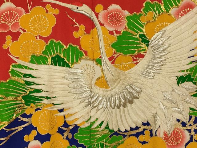 平和屋本店●色打掛 和装 婚礼 結婚式 花嫁 神社挙式 駒刺繍 飛鶴梅松文 金彩 金銀糸 逸品 AABK8310fw