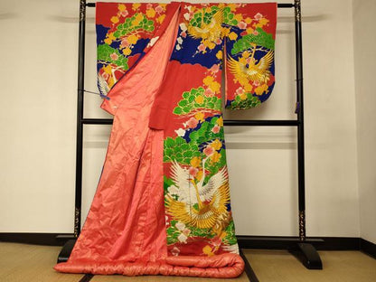 平和屋本店●色打掛 和装 婚礼 結婚式 花嫁 神社挙式 駒刺繍 飛鶴梅松文 金彩 金銀糸 逸品 AABK8310fw
