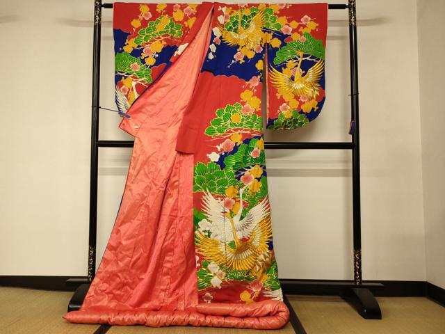 平和屋本店●色打掛 和装 婚礼 結婚式 花嫁 神社挙式 駒刺繍 飛鶴梅松文 金彩 金銀糸 逸品 AABK8310fw