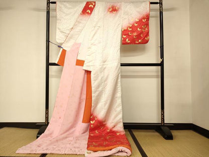平和屋本店●お引きずり・お引き摺り　訪問着　和装　舞台　舞妓　芸妓　芸者　衣装　舞蝶文　暈し染め　金彩　AABK8311fw