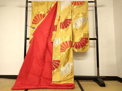 平和屋本店●色打掛 和装 婚礼 結婚式 花嫁 神社挙式 吉祥扇子文 金銀糸 逸品 AABK8312fw
