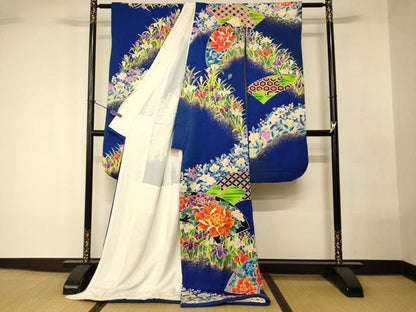 平和屋本店●お引きずり・お引き摺り・引き振袖 和装 結婚式 舞妓 芸妓 芸者 衣装 地紙草花文 金彩 逸品 AABK8313fw