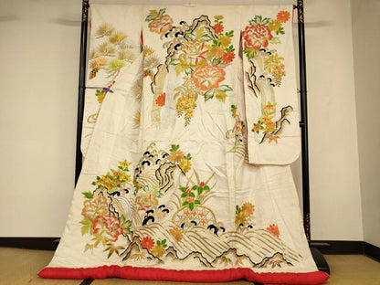 平和屋本店●色打掛　和装　婚礼　結婚式　花嫁　神社挙式　総刺繍　更紗花流水文　金銀糸　逸品　AABK8319fw