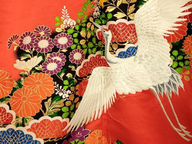 平和屋本店●色打掛　和装　婚礼　結婚式　花嫁　神社挙式　唐織　飛鶴草花文　金銀糸　逸品　AABK8323fw