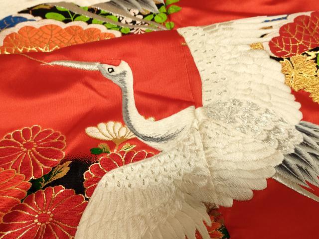 平和屋本店●色打掛　和装　婚礼　結婚式　花嫁　神社挙式　唐織　飛鶴草花文　金銀糸　逸品　AABK8323fw