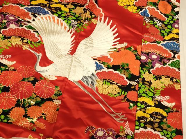 平和屋本店●色打掛　和装　婚礼　結婚式　花嫁　神社挙式　唐織　飛鶴草花文　金銀糸　逸品　AABK8323fw