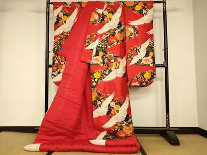 平和屋本店●色打掛　和装　婚礼　結婚式　花嫁　神社挙式　唐織　飛鶴草花文　金糸　逸品　AABK8324fw