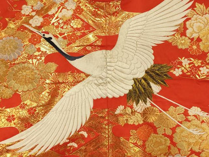 平和屋本店●色打掛　和装　婚礼　結婚式　花嫁　神社挙式　刺繍　飛鶴松竹梅天井文　金糸　逸品　AABK8327fw