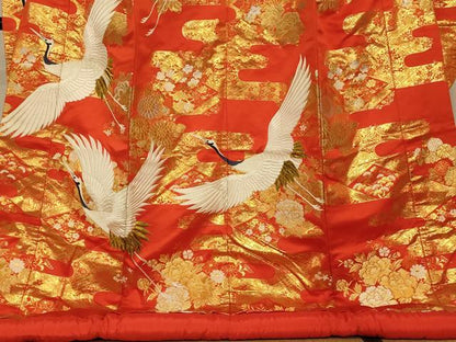 平和屋本店●色打掛　和装　婚礼　結婚式　花嫁　神社挙式　刺繍　飛鶴松竹梅天井文　金糸　逸品　AABK8327fw