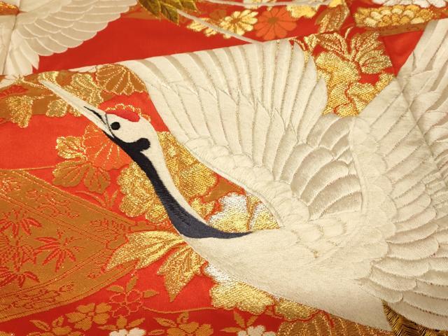 平和屋本店●色打掛　和装　婚礼　結婚式　花嫁　神社挙式　刺繍　飛鶴松竹梅天井文　金糸　逸品　AABK8327fw