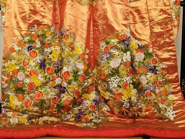 平和屋本店●色打掛　和装　婚礼　結婚式　花嫁　神社挙式　飛鶴花車文　金銀糸　金銀彩　逸品　AABK8328fw