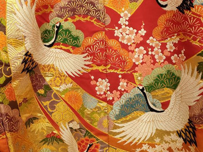 平和屋本店●色打掛　和装　婚礼　結婚式　花嫁　神社挙式　唐織　飛鶴松竹梅束ね熨斗文　金銀糸　逸品　AABK8329fw