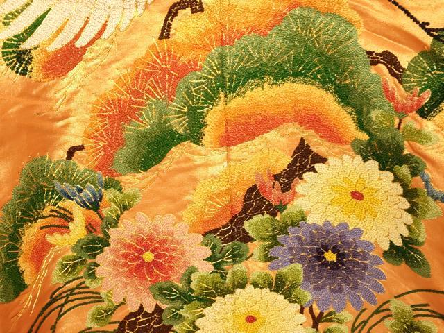 平和屋本店●中国三大刺繍　相良刺繍 手刺繍　色打掛　和装　婚礼　結婚式　花嫁 神社挙式 駒刺繍 松竹梅飛鶴文 鴛鴦 金糸 逸品 AABK8330fw