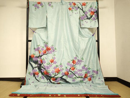 平和屋本店●お引きずり・お引き摺り　訪問着　和装　舞台　舞妓　芸妓　芸者　衣装　枝桜文　金彩　AABK8332fw