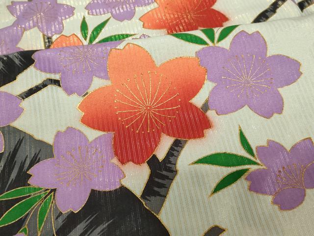 平和屋本店●お引きずり・お引き摺り　訪問着　和装　舞台　舞妓　芸妓　芸者　衣装　枝桜文　金彩　AABK8332fw