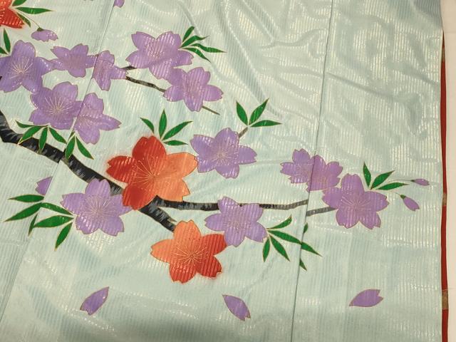 平和屋本店●お引きずり・お引き摺り　訪問着　和装　舞台　舞妓　芸妓　芸者　衣装　枝桜文　金彩　AABK8332fw