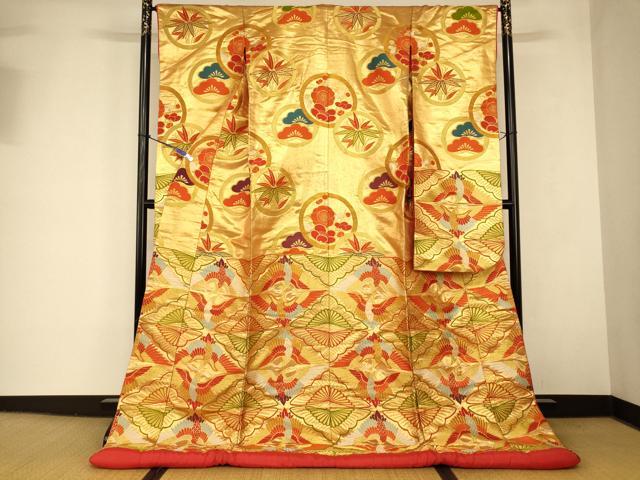 平和屋本店●色打掛　和装　婚礼　結婚式　花嫁　神社挙式　唐織　双鶴松竹梅丸文　金糸　逸品　AABK8334fw