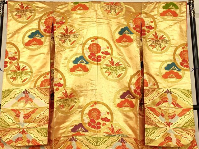 平和屋本店●色打掛　和装　婚礼　結婚式　花嫁　神社挙式　唐織　双鶴松竹梅丸文　金糸　逸品　AABK8334fw