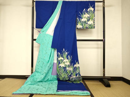 平和屋本店●お引きずり・お引き摺り　訪問着　和装　舞台　舞妓　芸妓　芸者　衣装　流水草花文　金彩　AABK8335fw