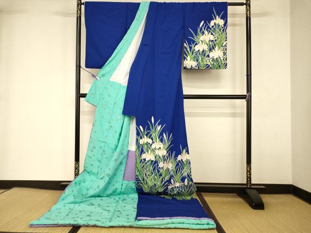 平和屋本店●お引きずり・お引き摺り　訪問着　和装　舞台　舞妓　芸妓　芸者　衣装　流水草花文　金彩　AABK8335fw