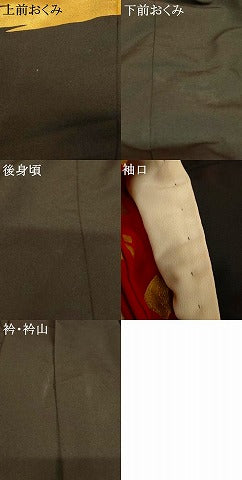平和屋本店●お引きずり・お引き摺り　訪問着　和装　舞台　舞妓　芸妓　芸者　衣装　短冊草花文　黒地　金彩　AABK8337fw