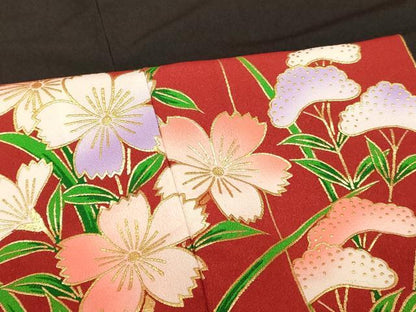 平和屋本店●お引きずり・お引き摺り　訪問着　和装　舞台　舞妓　芸妓　芸者　衣装　短冊草花文　黒地　金彩　AABK8337fw
