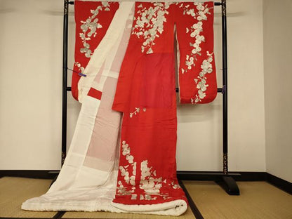 平和屋本店●お引きずり・お引き摺り・引き振袖　和装　結婚式　舞妓　芸妓　芸者　衣装　総刺繍　成り物　銀糸　逸品　AABK8338fw