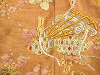 平和屋本店●色打掛　和装　婚礼　結婚式　花嫁　神社挙式　総刺繍　飛鶴枝花扇子文　金銀糸　逸品　AABK8343fw