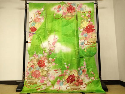 平和屋本店●お引きずり・お引き摺り・引き振袖 和装 結婚式 舞妓 芸妓 芸者 衣装 総刺繍 飾花文 暈し染め 金銀糸 逸品 AABK8352fw