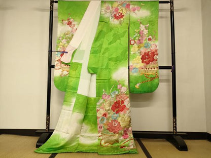 平和屋本店●お引きずり・お引き摺り・引き振袖 和装 結婚式 舞妓 芸妓 芸者 衣装 総刺繍 飾花文 暈し染め 金銀糸 逸品 AABK8352fw