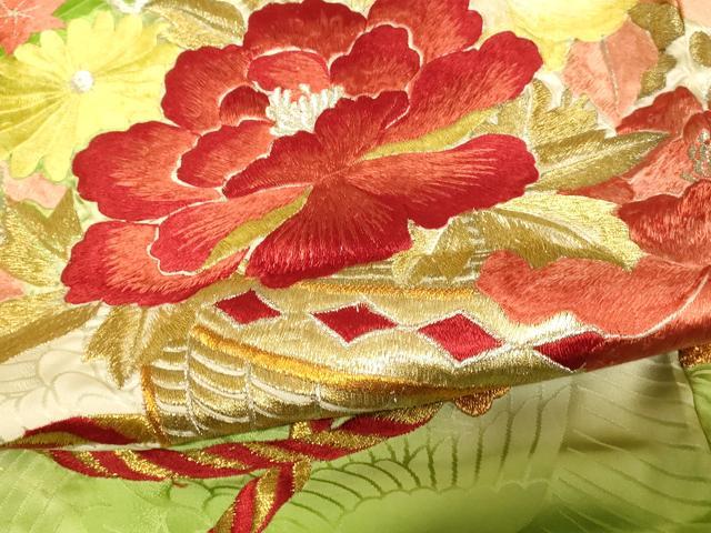 平和屋本店●お引きずり・お引き摺り・引き振袖 和装 結婚式 舞妓 芸妓 芸者 衣装 総刺繍 飾花文 暈し染め 金銀糸 逸品 AABK8352fw