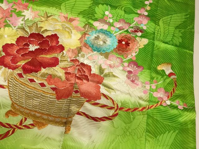 平和屋本店●お引きずり・お引き摺り・引き振袖 和装 結婚式 舞妓 芸妓 芸者 衣装 総刺繍 飾花文 暈し染め 金銀糸 逸品 AABK8352fw