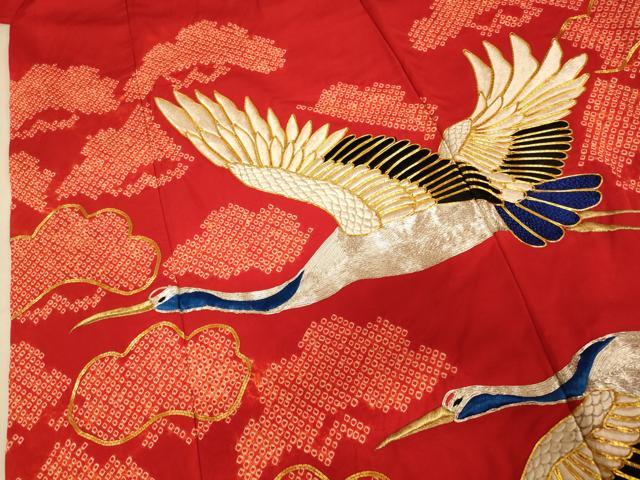 平和屋本店●色打掛　和装　婚礼　結婚式　花嫁　神社挙式　絞り　駒刺繍　飛鶴松文　金銀糸　逸品　AABK8358fw