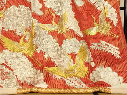 平和屋本店●色打掛　和装　婚礼　結婚式　花嫁　神社挙式　刺繍　飛鶴松竹梅文　金銀糸　逸品　AABK8360fw