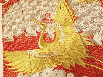 平和屋本店●色打掛　和装　婚礼　結婚式　花嫁　神社挙式　刺繍　飛鶴松竹梅文　金銀糸　逸品　AABK8360fw