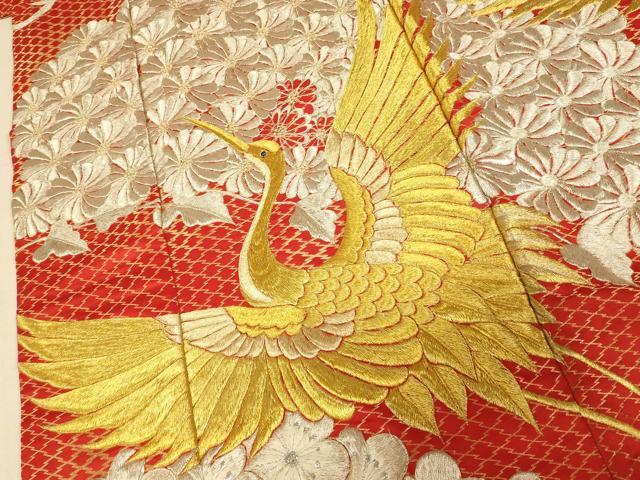 平和屋本店●色打掛　和装　婚礼　結婚式　花嫁　神社挙式　刺繍　飛鶴松竹梅文　金銀糸　逸品　AABK8360fw