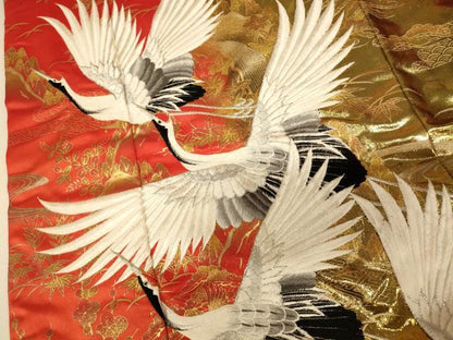平和屋本店●色打掛　和装　婚礼　結婚式　花嫁　神社挙式　刺繍　飛鶴風景文　暈し染め　金銀糸　金彩　逸品　AABK8361fw