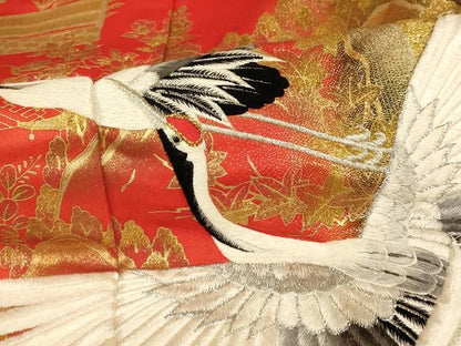 平和屋本店●色打掛　和装　婚礼　結婚式　花嫁　神社挙式　刺繍　飛鶴風景文　暈し染め　金銀糸　金彩　逸品　AABK8361fw