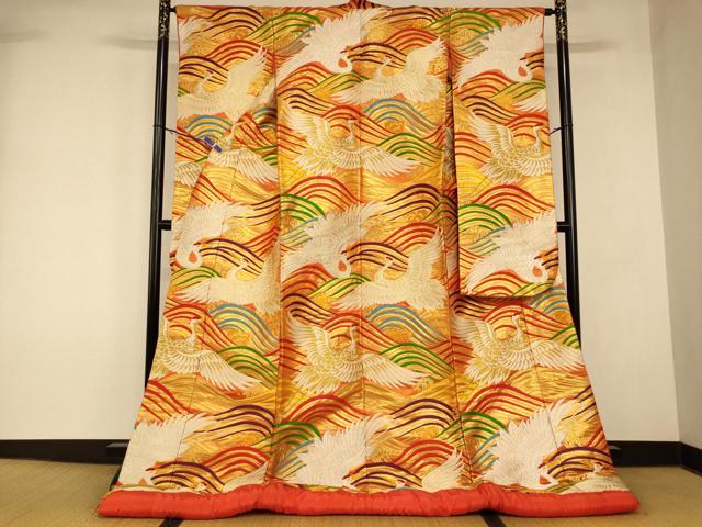 平和屋本店●色打掛　和装　婚礼　結婚式　花嫁　神社挙式　唐織　飛鶴立波文　金銀糸　逸品　AABK8362fw