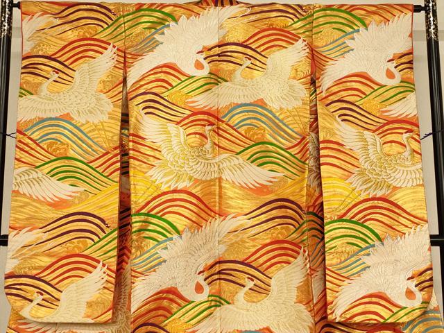 平和屋本店●色打掛　和装　婚礼　結婚式　花嫁　神社挙式　唐織　飛鶴立波文　金銀糸　逸品　AABK8362fw