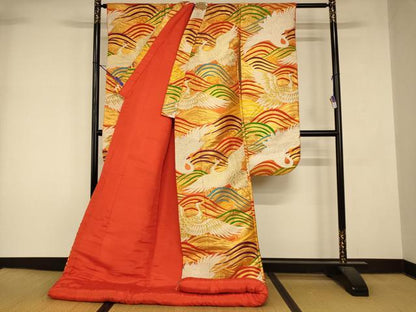 平和屋本店●色打掛　和装　婚礼　結婚式　花嫁　神社挙式　唐織　飛鶴立波文　金銀糸　逸品　AABK8362fw